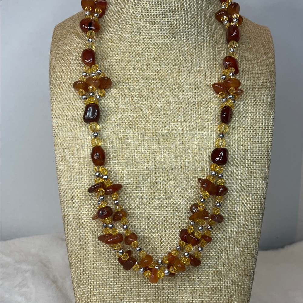 Elegant Amber Beaded Necklace